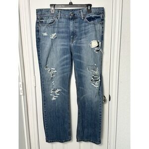 Levi's 514 Jeans Men's 38x30 Blue Denim‎ Distressed Straight Leg